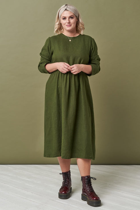 Image 2 of Pure linen dress washed and soft with long sleeves Madeira from Baltic Linen